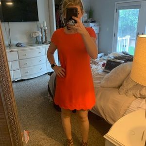 Coral shift dress